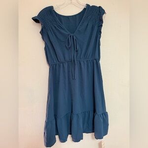 Blue Ruffled Mini Dress